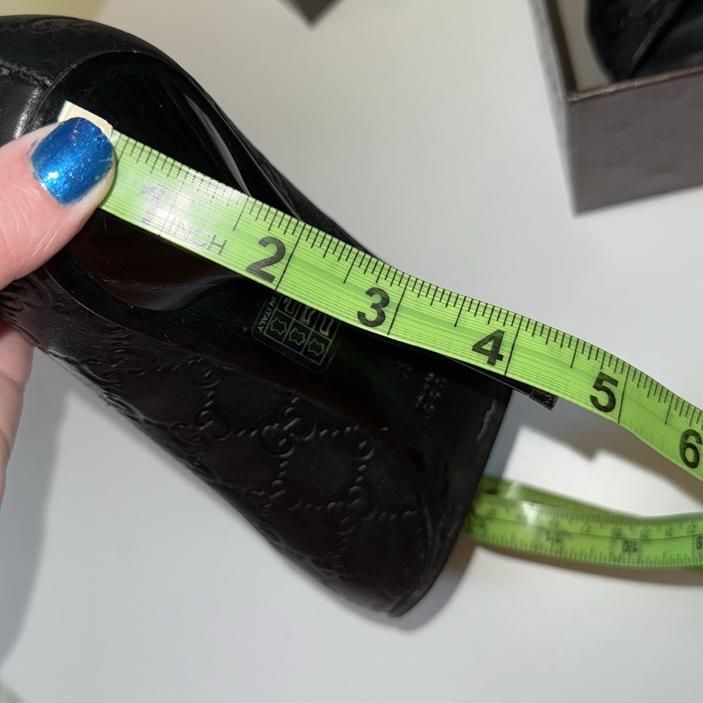 Gucci Guccissima Black Women's Stiletto Peep Toe Heels Size 41 - Picture 13 of 16